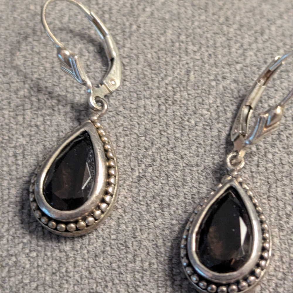 Elegant Silver and Chocolate Brown Teardrop Earrings